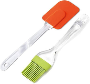 Pack of 2 - Spatula & BBQ Oil Brush - Silicone Acrylic Transparent Spatula - Silicone Acrylic Transparent Brush