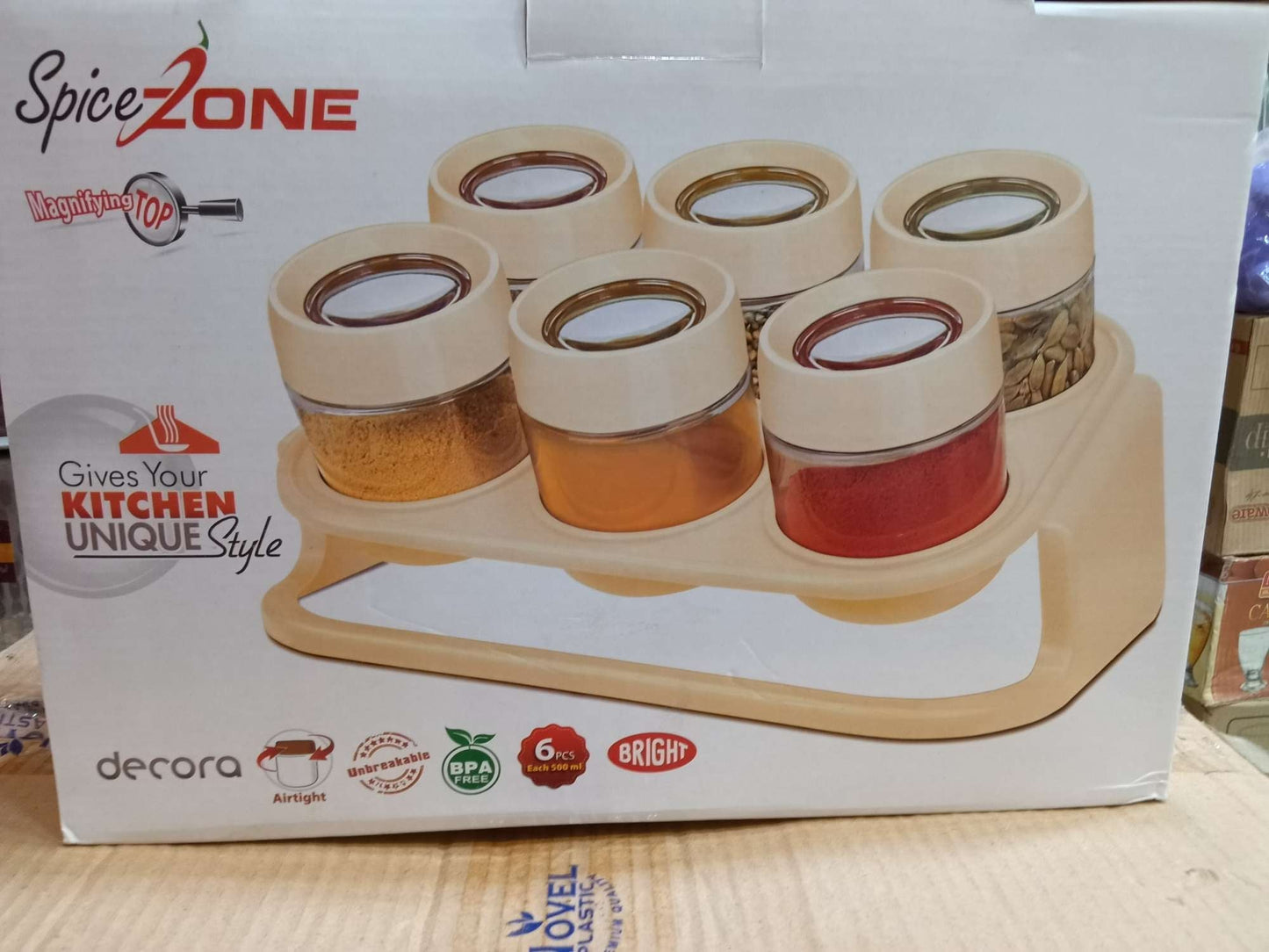 Spice Zone 6 Pieces Masala Rack With Elegant Stand & Spoons