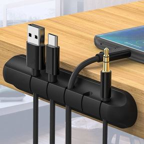 Pack Of 5 Cable Organizer Silicone USB Cable Winder Desktop Tidy Management Clips