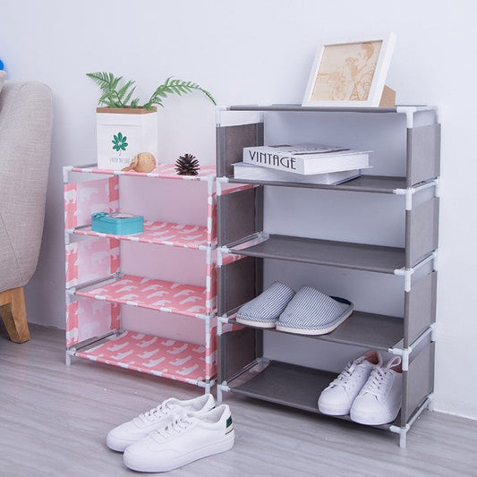 5 Layers Multifunctional Shoes Rack-Simple Dust Proof Assembly Fabric Dormitory Shoes Rack - REVEL.PK