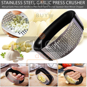 Stainless Steel Garlic Press Rocker Garlic Crusher Squeezer Slicer Mincer Chopper