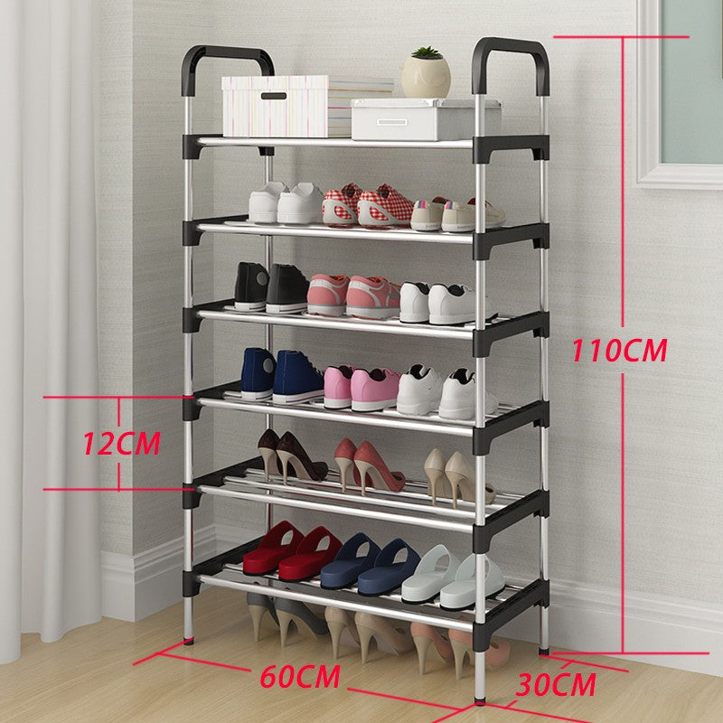 6 Layer shoe rack Tier Colored stainless steel Stackable shoe rack organizer - REVEL.PK