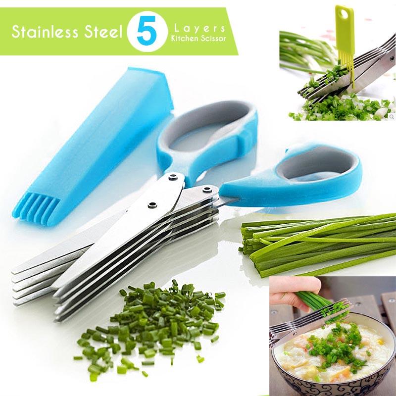 5 Layered Stainless Steel Vegetable Scissor Cutter - REVEL.PK