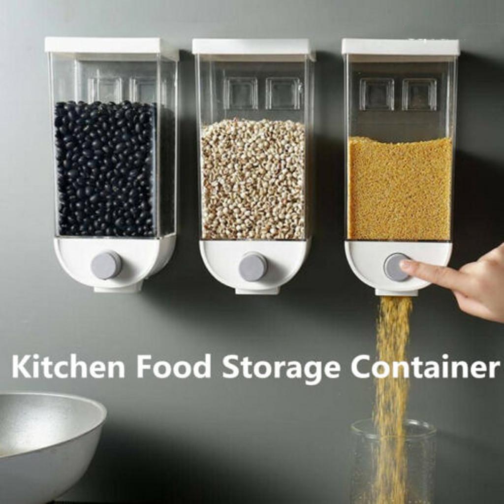 Wall Mounted Easy Press- Kitchen Food Storage Container Cereal Dispenser