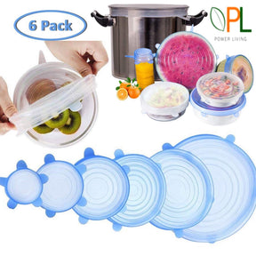 Pack of 6 Stretch Silicone Lids Kitchen Reusable Silicone Stretch Seal Lid for Food Preservation,