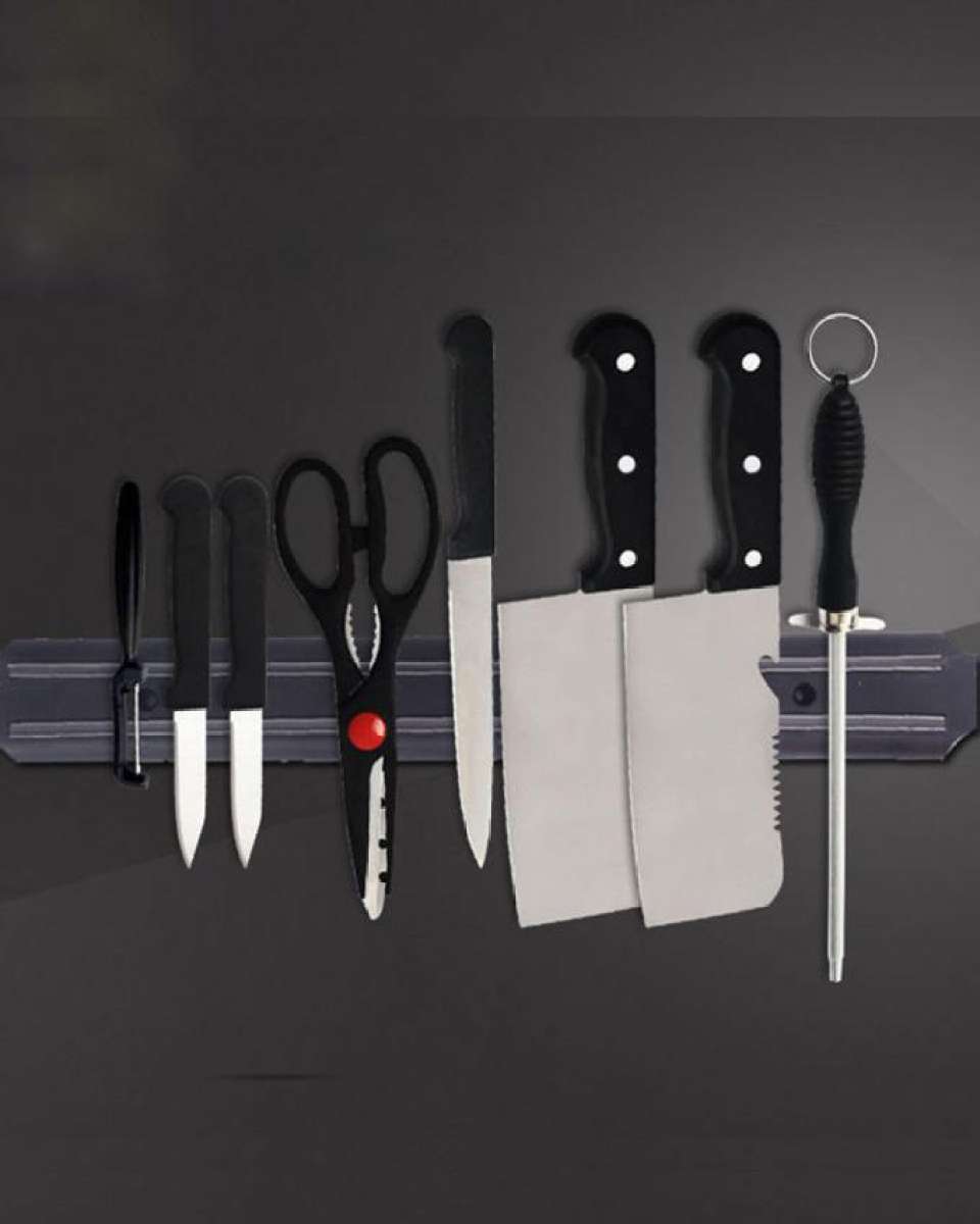 Black Magnetic Knife Holder Rack Kitchen Wall Mounted Magnet Bar – 38cm