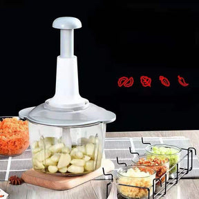 Double Blade Hand Push Chopper, Meat Mincer, Fruits and Vegetable Grinder