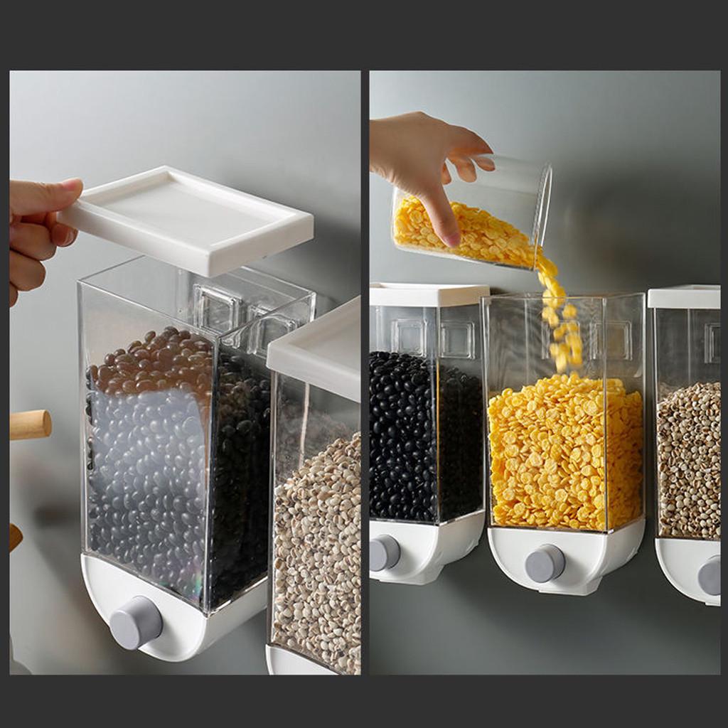 Wall Mounted Easy Press- Kitchen Food Storage Container Cereal Dispenser