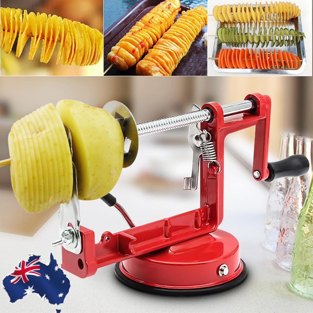 Twisted Potato Apple Slicer Spiral French Fry Cutter - Manual Vegetable Spiralis Machine Stainless Steel - REVEL.PK