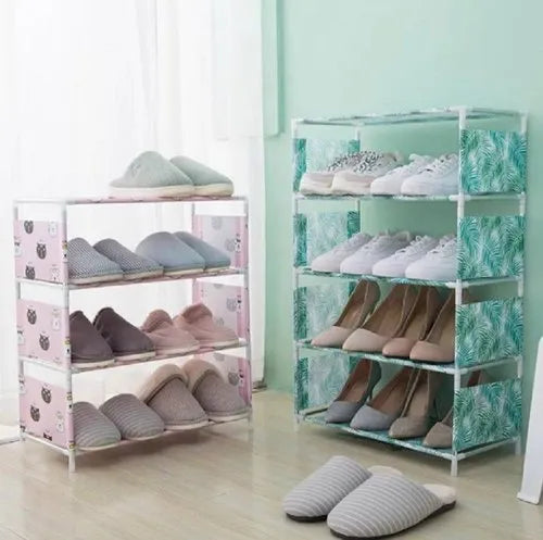 5 Layers Multifunctional Shoes Rack-Simple Dust Proof Assembly Fabric Dormitory Shoes Rack - REVEL.PK