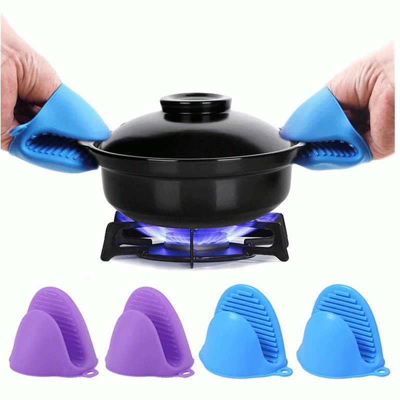 2 Pair(4PCS)  Silicone Heat Resistant Pot Holder Gloves hot pot holders Non Stick Anti-slip Pot Bowel Holder - REVEL.PK