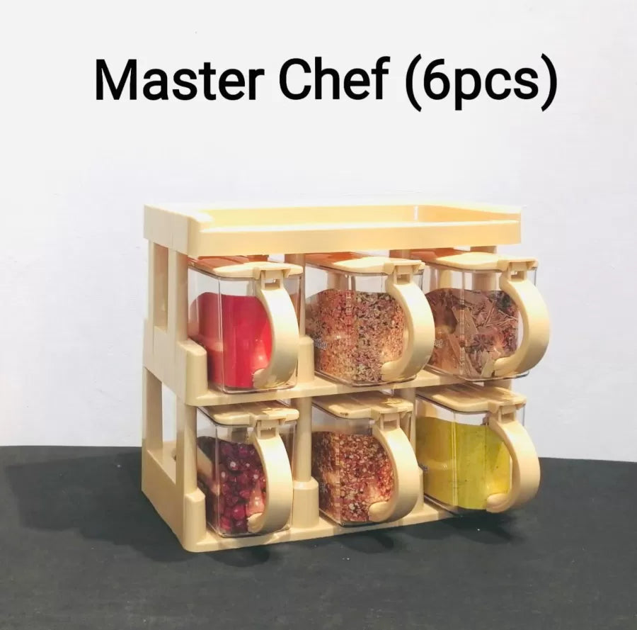 Master Chef 2-Tier Spice Rack With 6 Spice Jars - REVEL.PK