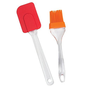 2 Pair(4PCS) - Spatula & BBQ Oil Brush - Silicone Acrylic Transparent Spatula - Silicone Acrylic Transparent Brush