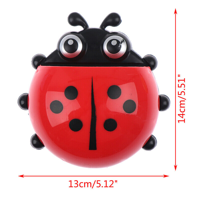 (Pack of 3) Ladybug Wall Toothbrush Holder Storage Toiletries Toothpaste Holders Tooth Brush Container Sticker to Stick (Random Color) - REVEL.PK