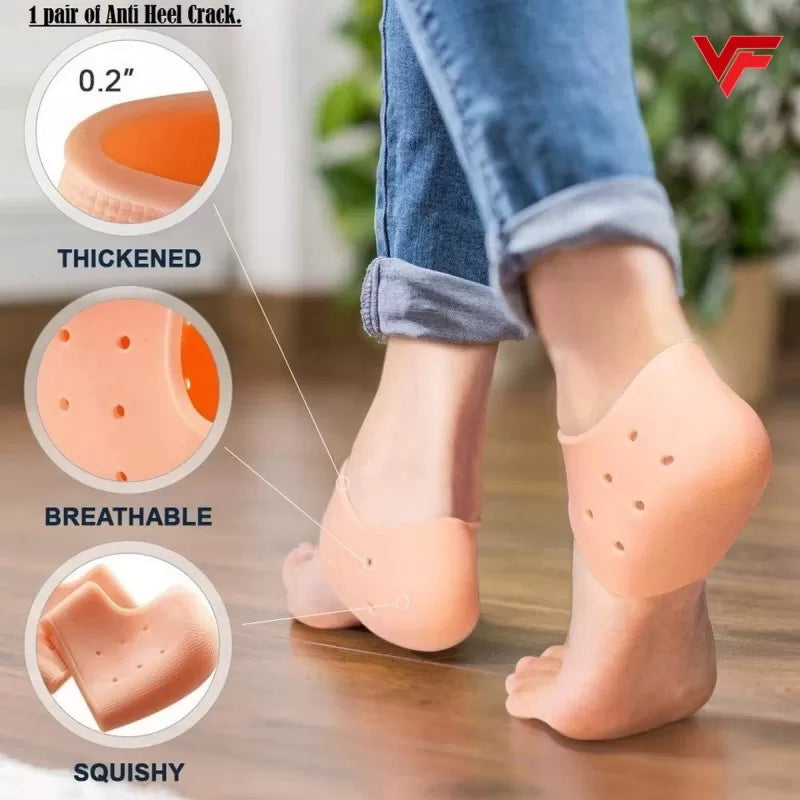 2 Pair (4PCS) Silicone Heel Protector, Anti Crack Heel Protector